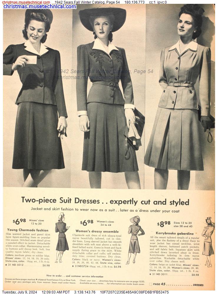 1942 Sears Fall Winter Catalog, Page 54
