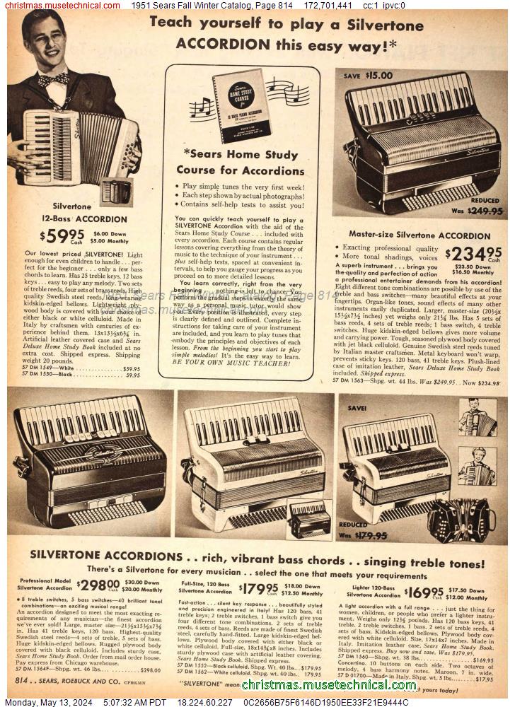 1951 Sears Fall Winter Catalog, Page 814