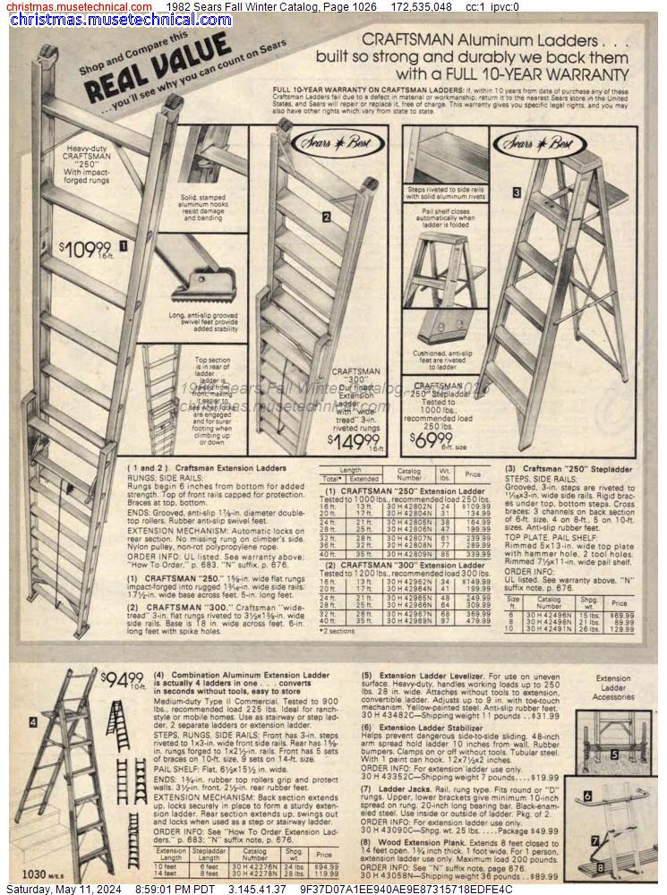 1982 Sears Fall Winter Catalog, Page 1026