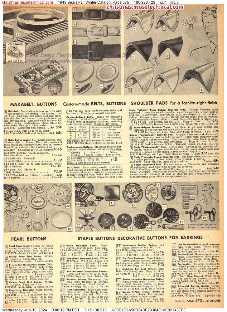 1949 Sears Fall Winter Catalog, Page 575