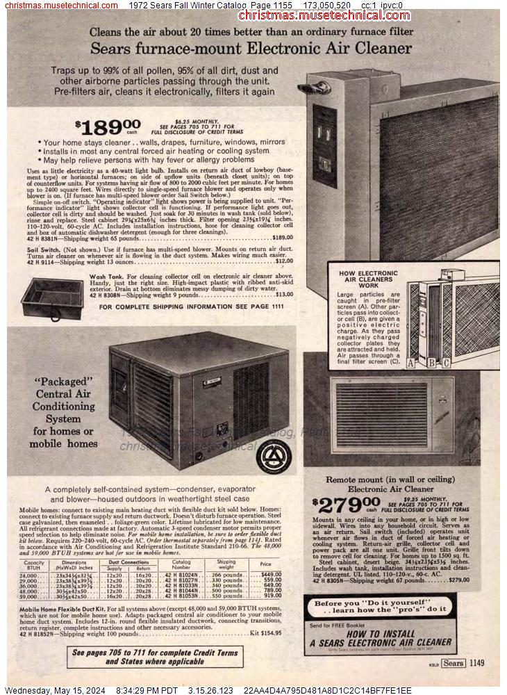 1972 Sears Fall Winter Catalog, Page 1155