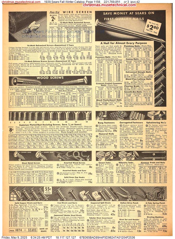 1939 Sears Fall Winter Catalog, Page 1156