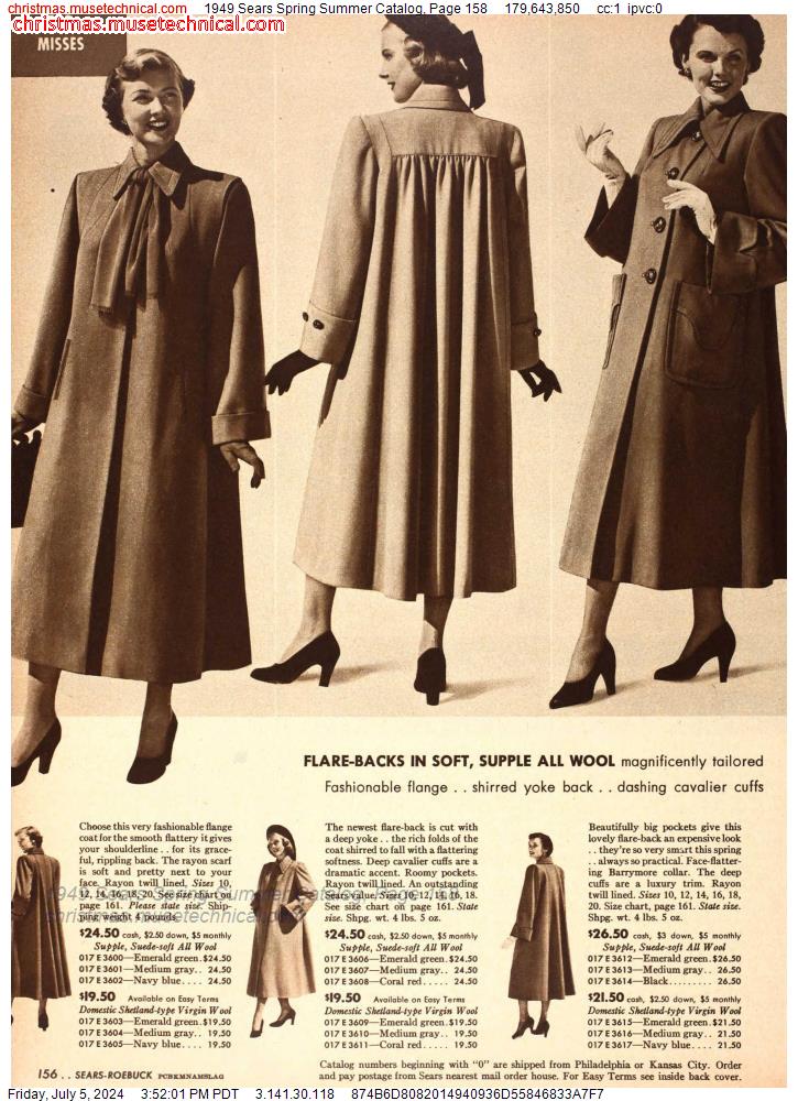 1949 Sears Spring Summer Catalog, Page 158