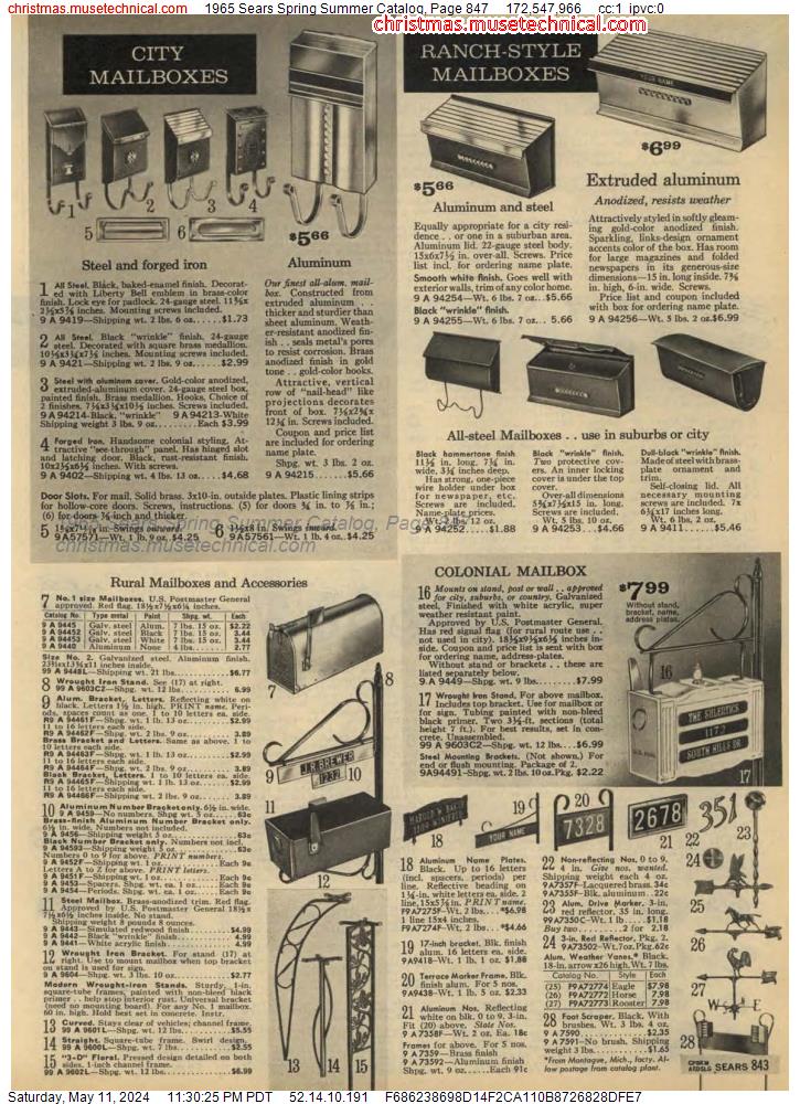 1965 Sears Spring Summer Catalog, Page 847