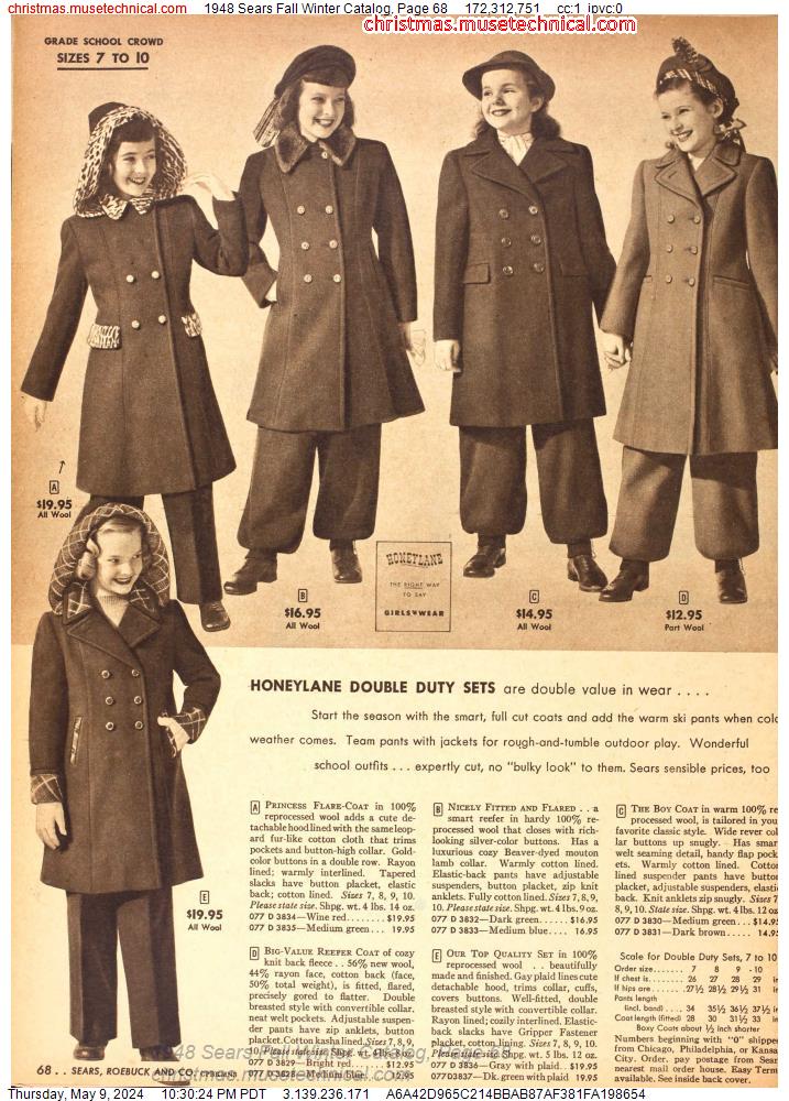 1948 Sears Fall Winter Catalog, Page 68