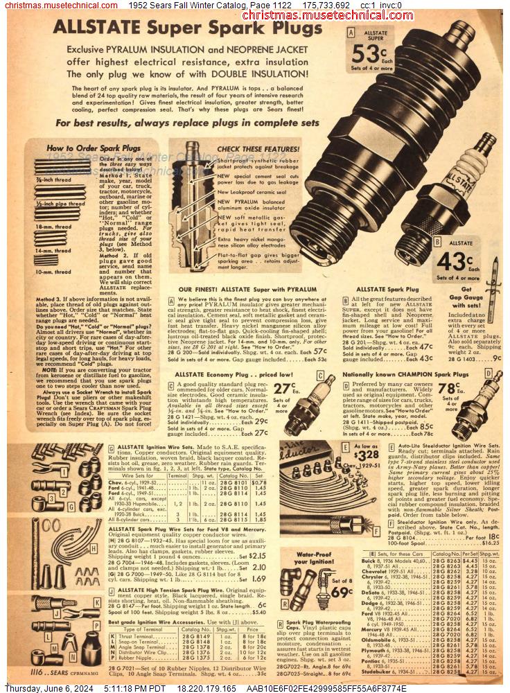 1952 Sears Fall Winter Catalog, Page 1122