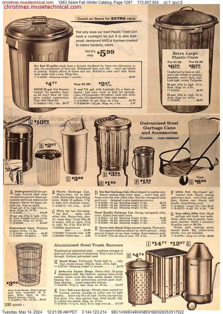 1963 Sears Fall Winter Catalog, Page 1287