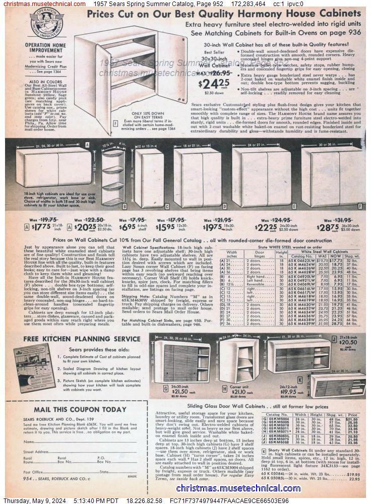 1957 Sears Spring Summer Catalog, Page 952