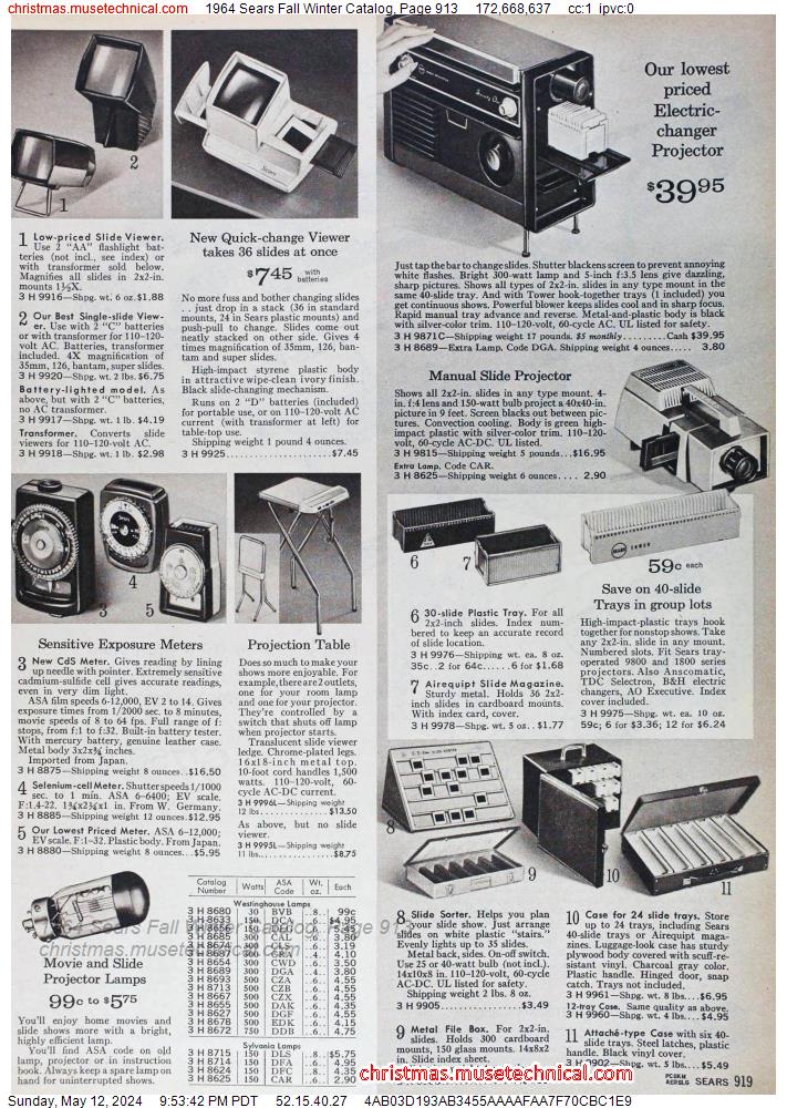 1964 Sears Fall Winter Catalog, Page 913
