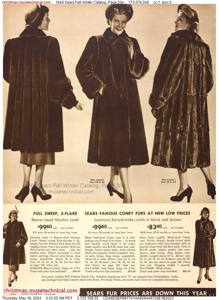 1949 Sears Fall Winter Catalog, Page 204