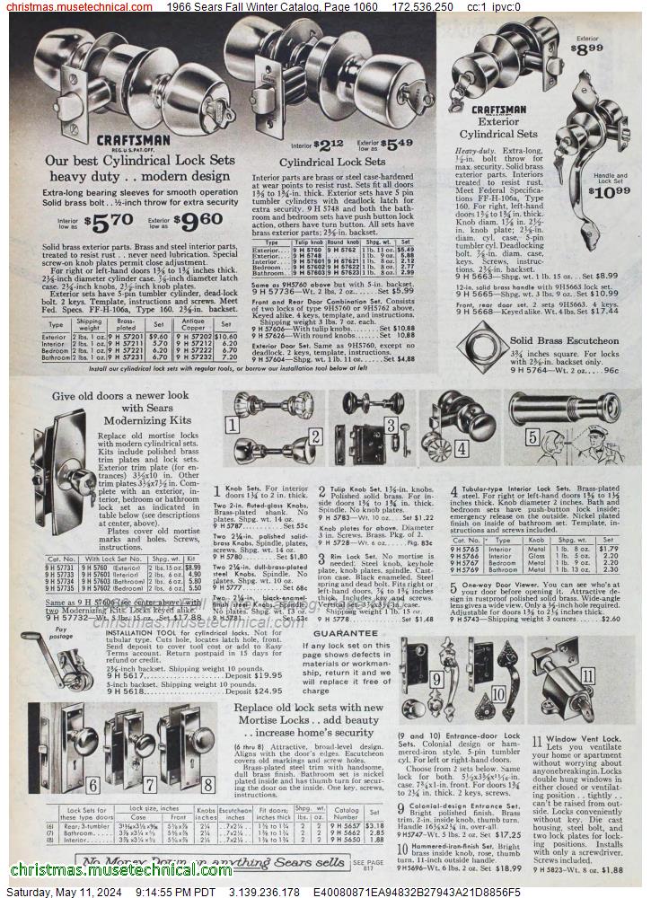 1966 Sears Fall Winter Catalog, Page 1060