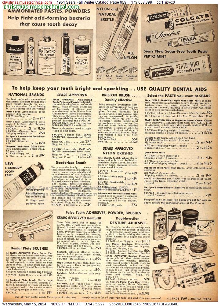 1951 Sears Fall Winter Catalog, Page 959