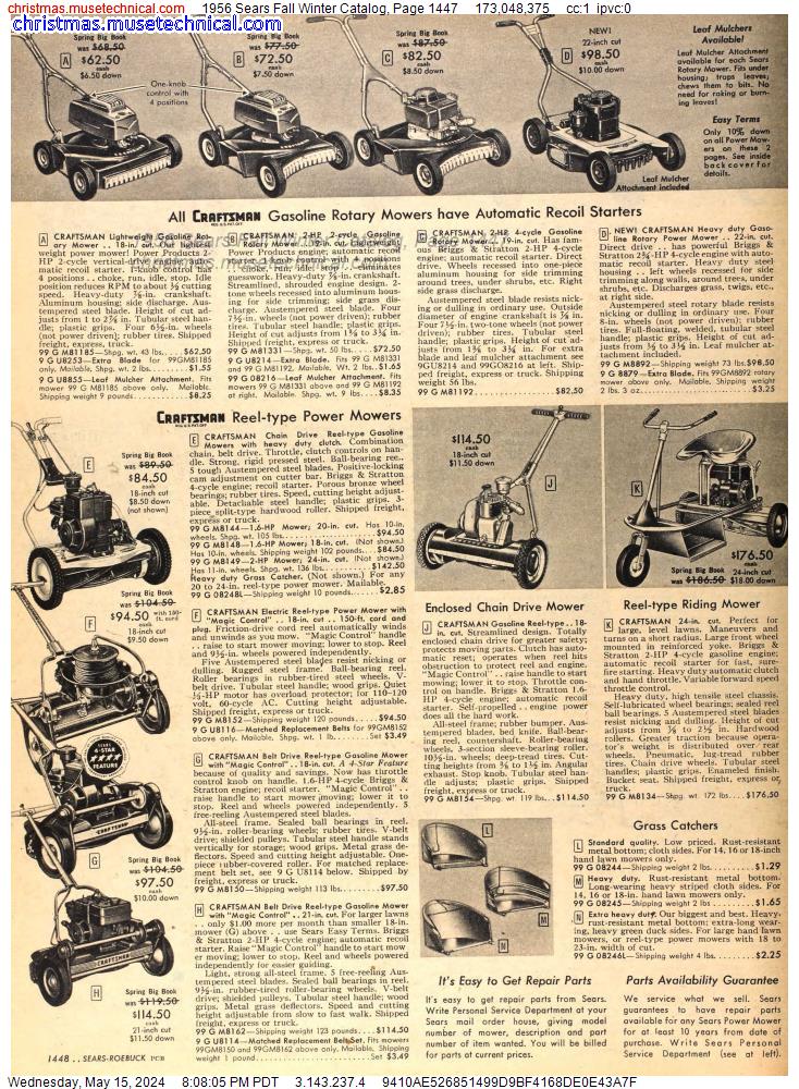 1956 Sears Fall Winter Catalog, Page 1447