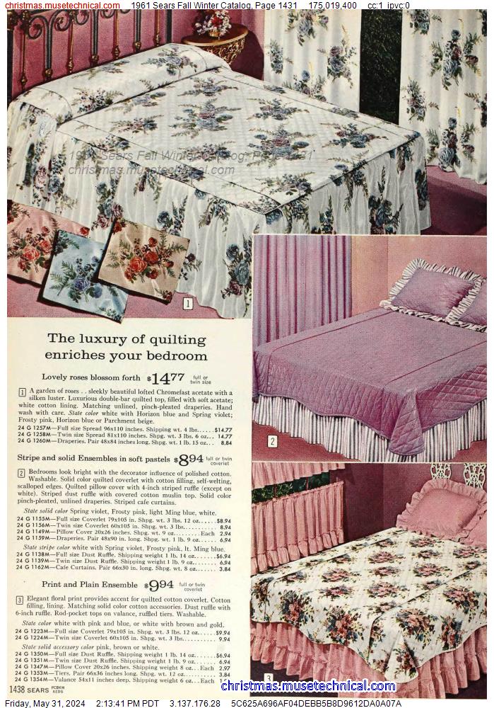 1961 Sears Fall Winter Catalog, Page 1431