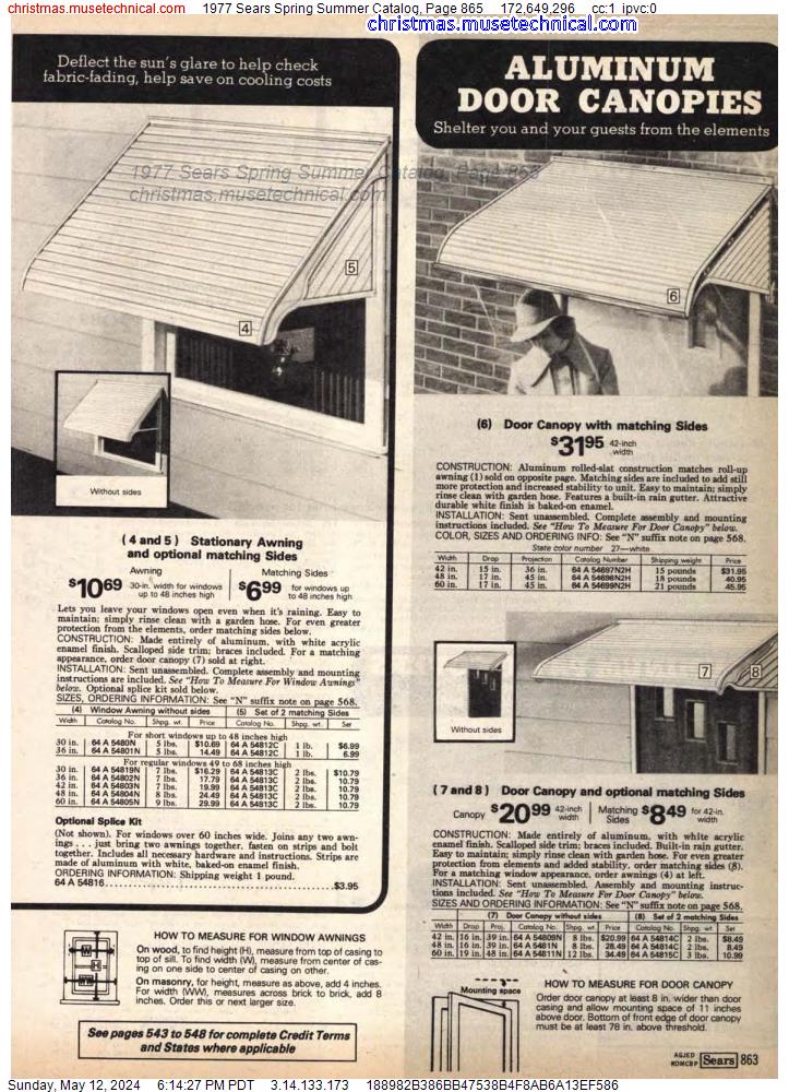 1977 Sears Spring Summer Catalog, Page 865