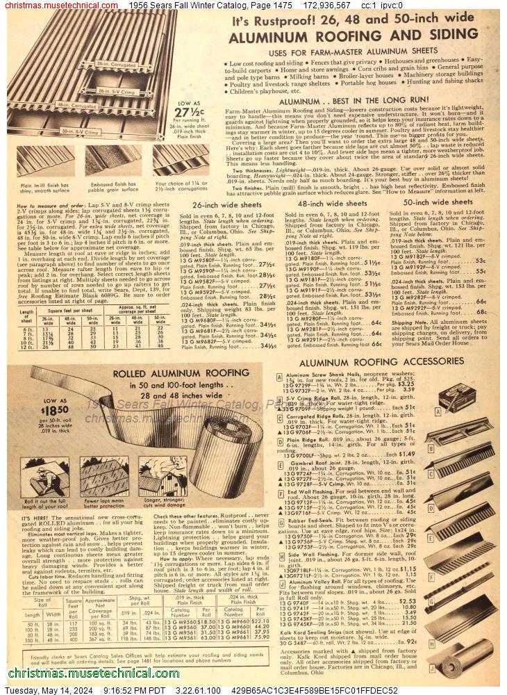 1956 Sears Fall Winter Catalog, Page 1475