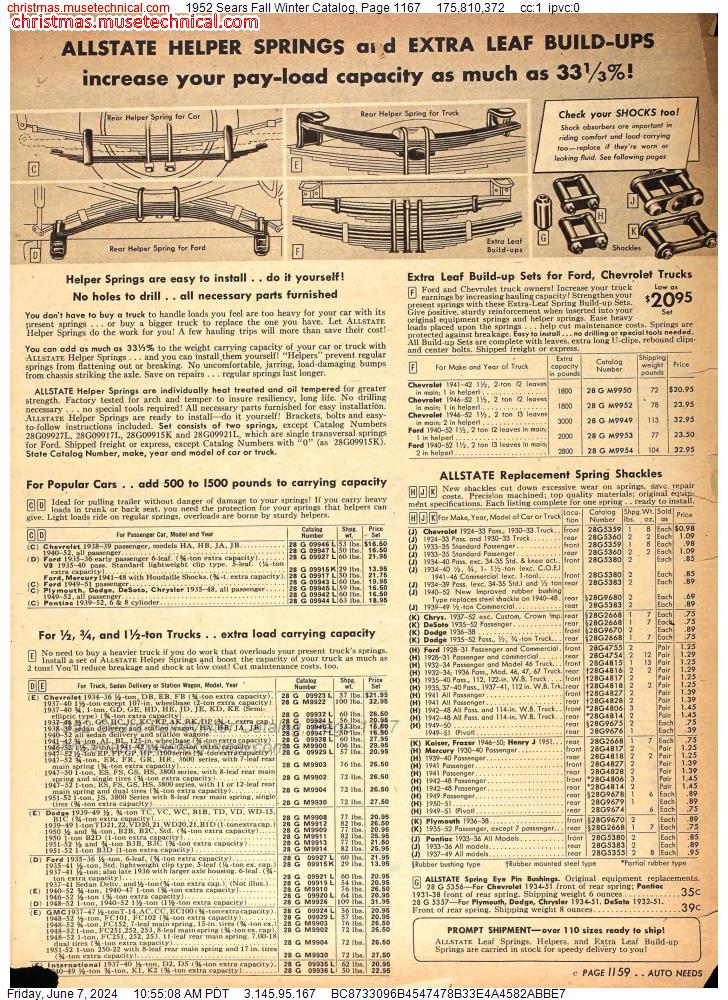 1952 Sears Fall Winter Catalog, Page 1167