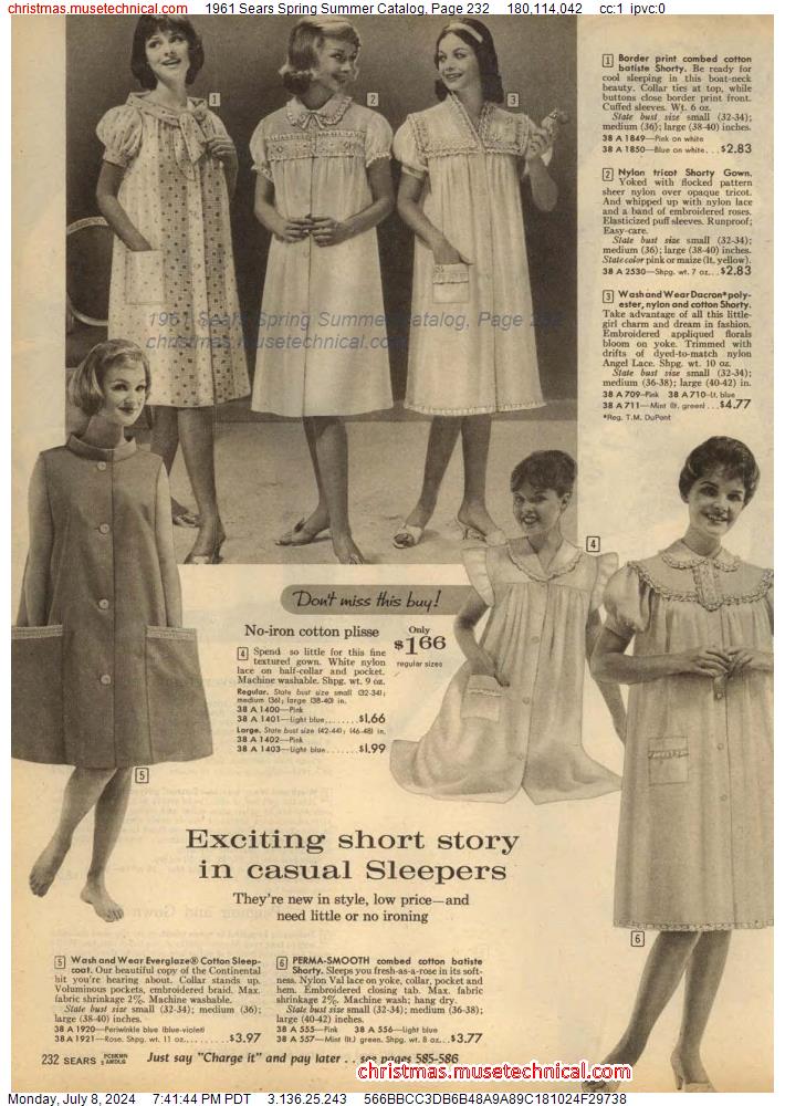 1961 Sears Spring Summer Catalog, Page 232