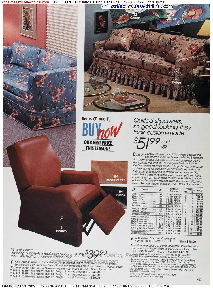 1988 Sears Fall Winter Catalog, Page 871