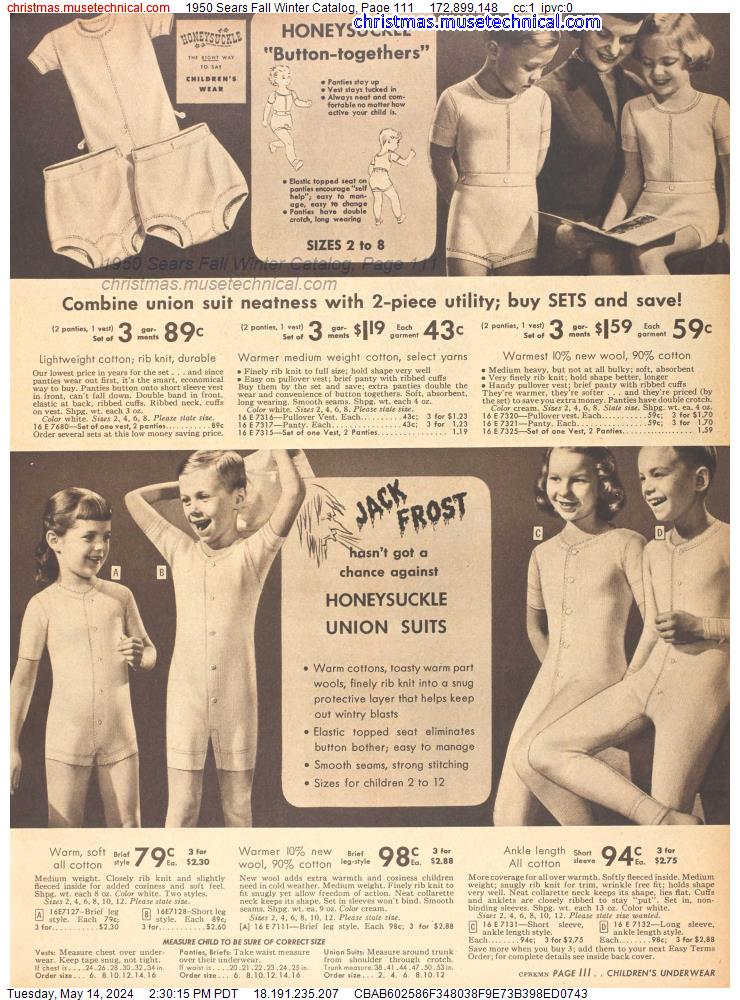 1950 Sears Fall Winter Catalog, Page 111