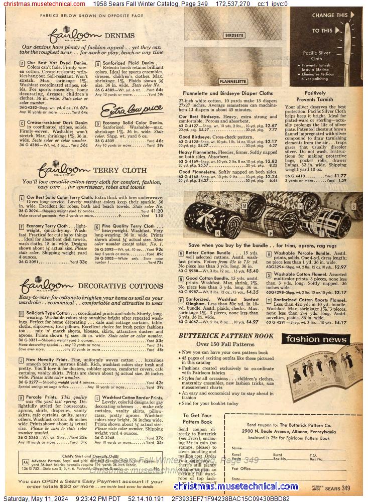 1958 Sears Fall Winter Catalog, Page 349
