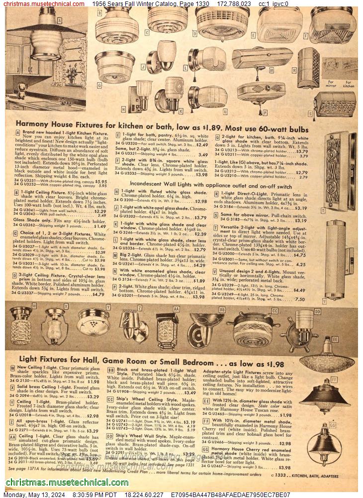 1956 Sears Fall Winter Catalog, Page 1330