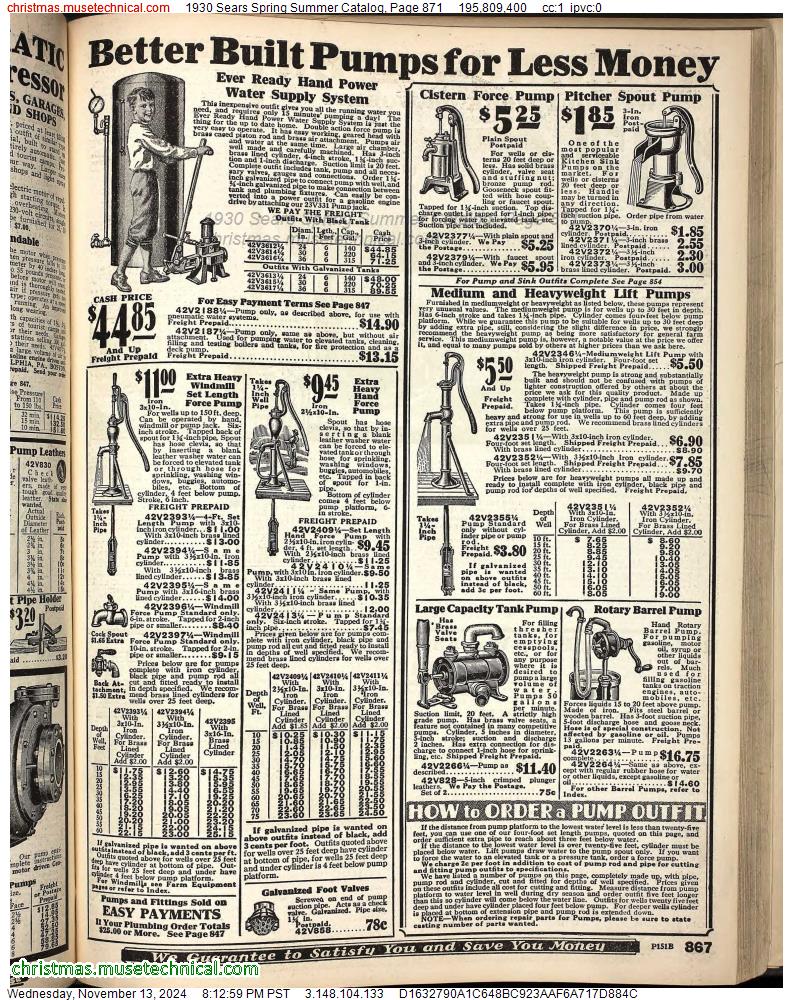 1930 Sears Spring Summer Catalog, Page 871