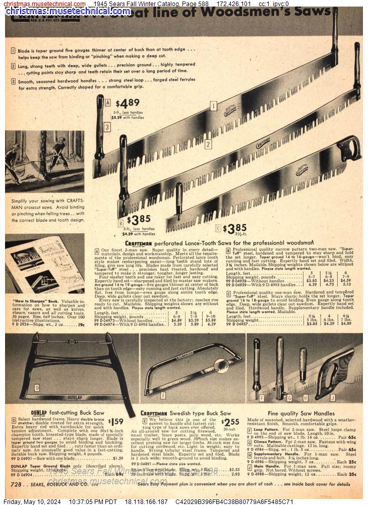 1945 Sears Fall Winter Catalog, Page 588