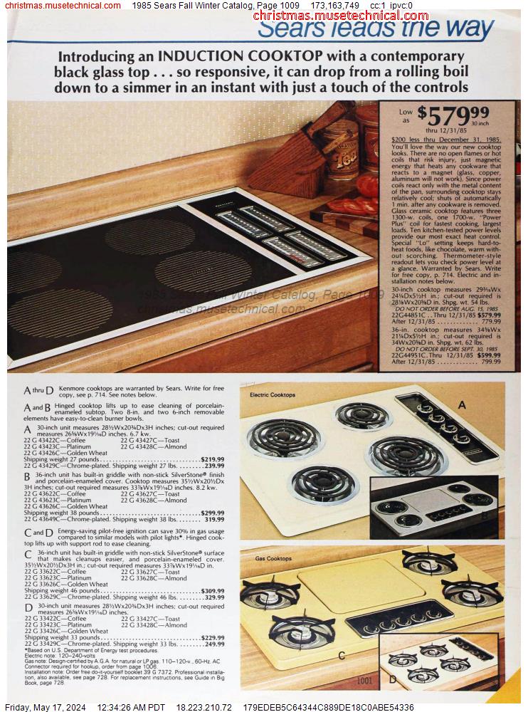 1985 Sears Fall Winter Catalog, Page 1009