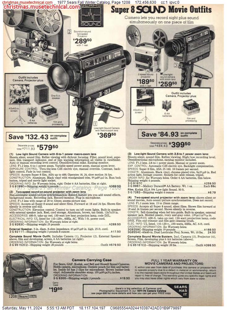 1977 Sears Fall Winter Catalog, Page 1208