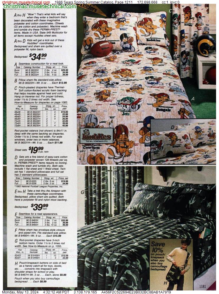 1986 Sears Spring Summer Catalog, Page 1211