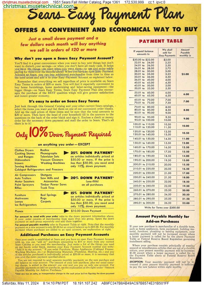 1951 Sears Fall Winter Catalog, Page 1361