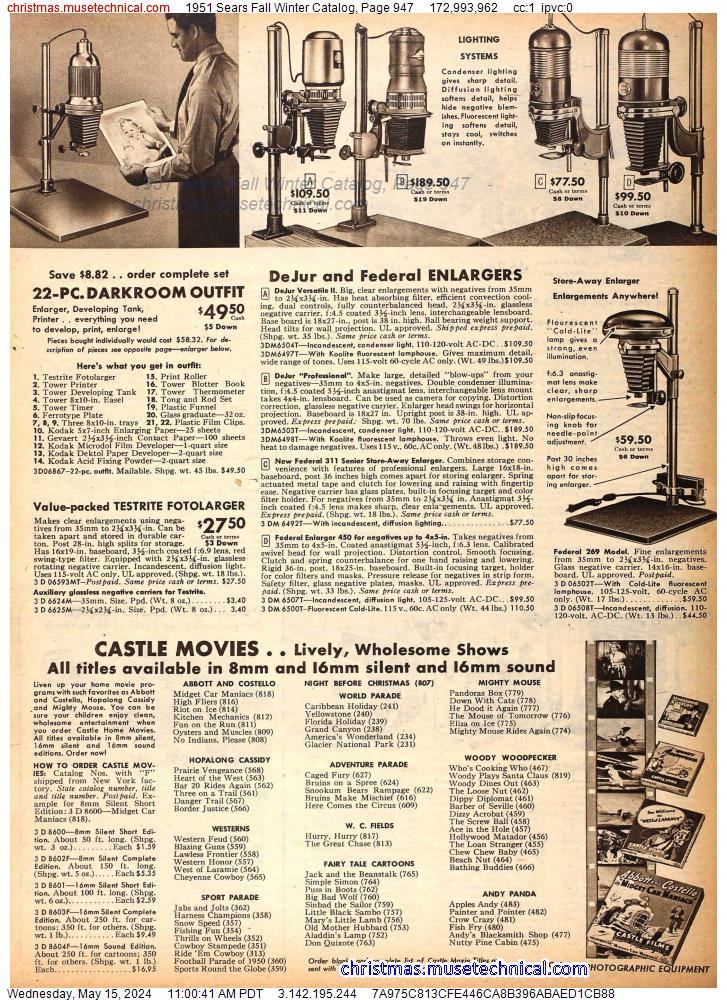 1951 Sears Fall Winter Catalog, Page 947