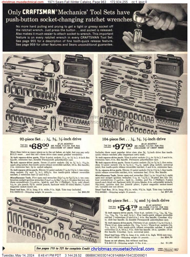 1971 Sears Fall Winter Catalog, Page 963