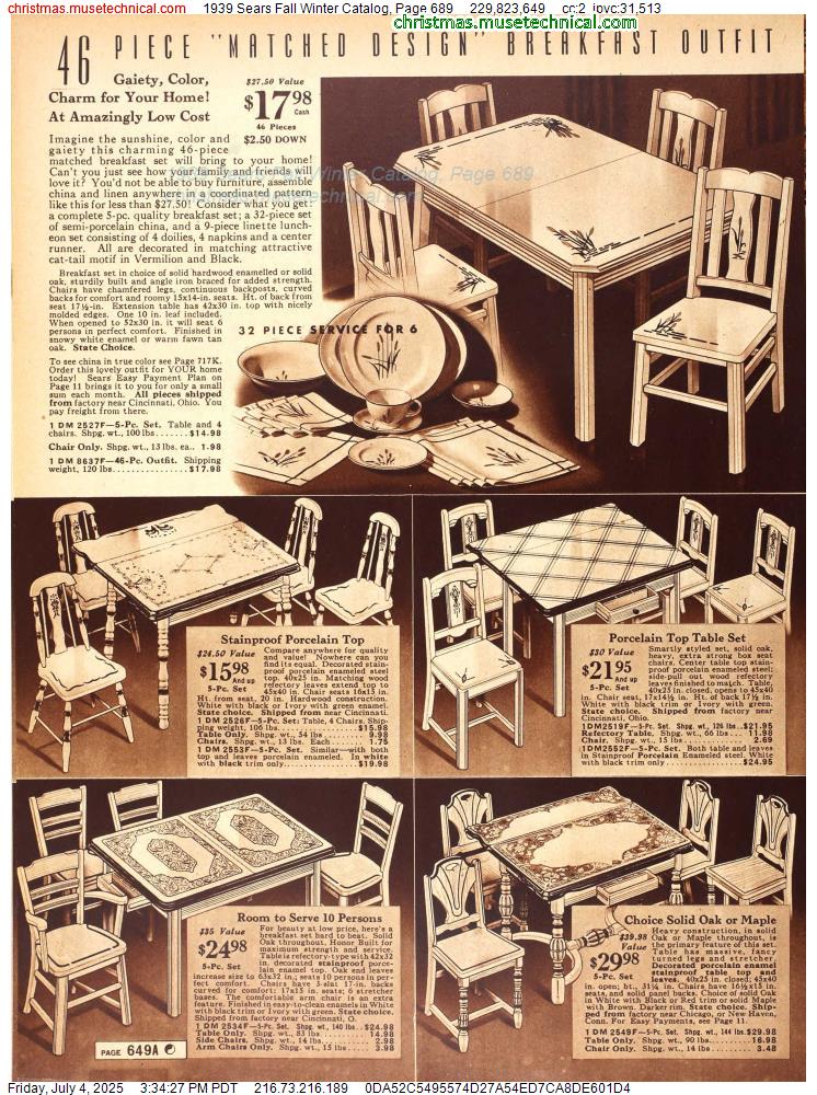 1939 Sears Fall Winter Catalog, Page 689