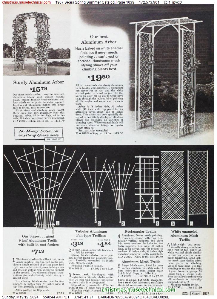 1967 Sears Spring Summer Catalog, Page 1039