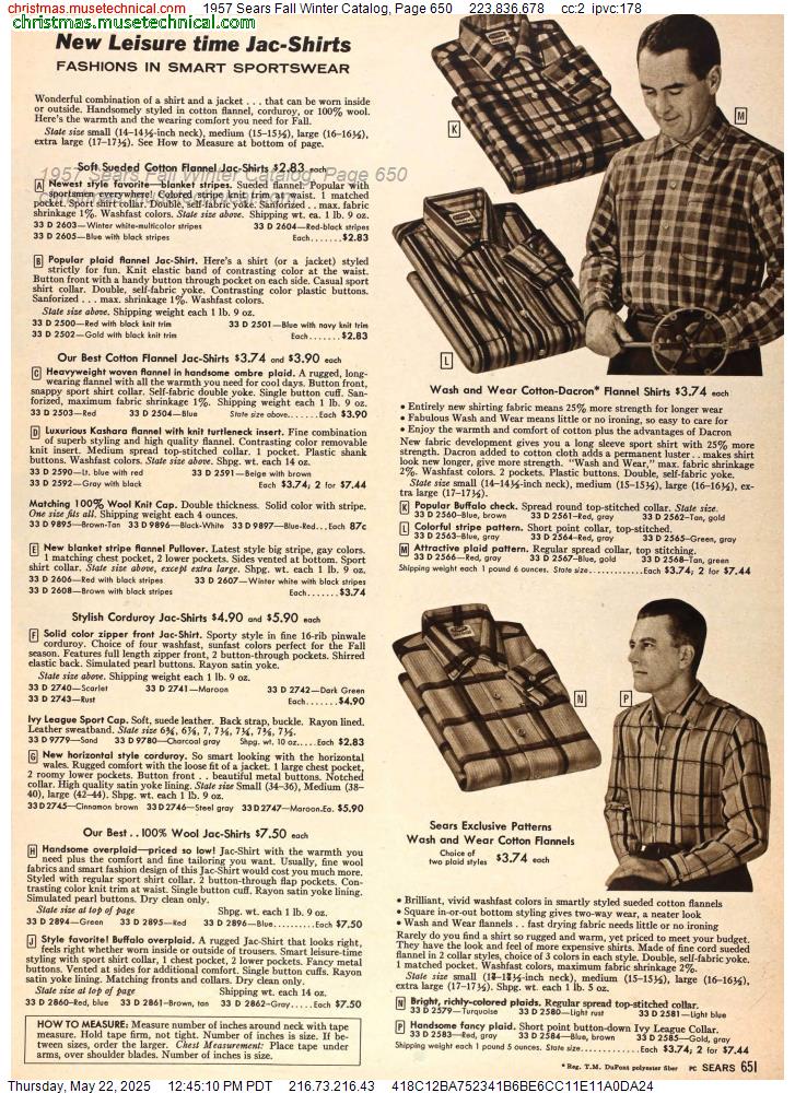 1957 Sears Fall Winter Catalog, Page 650