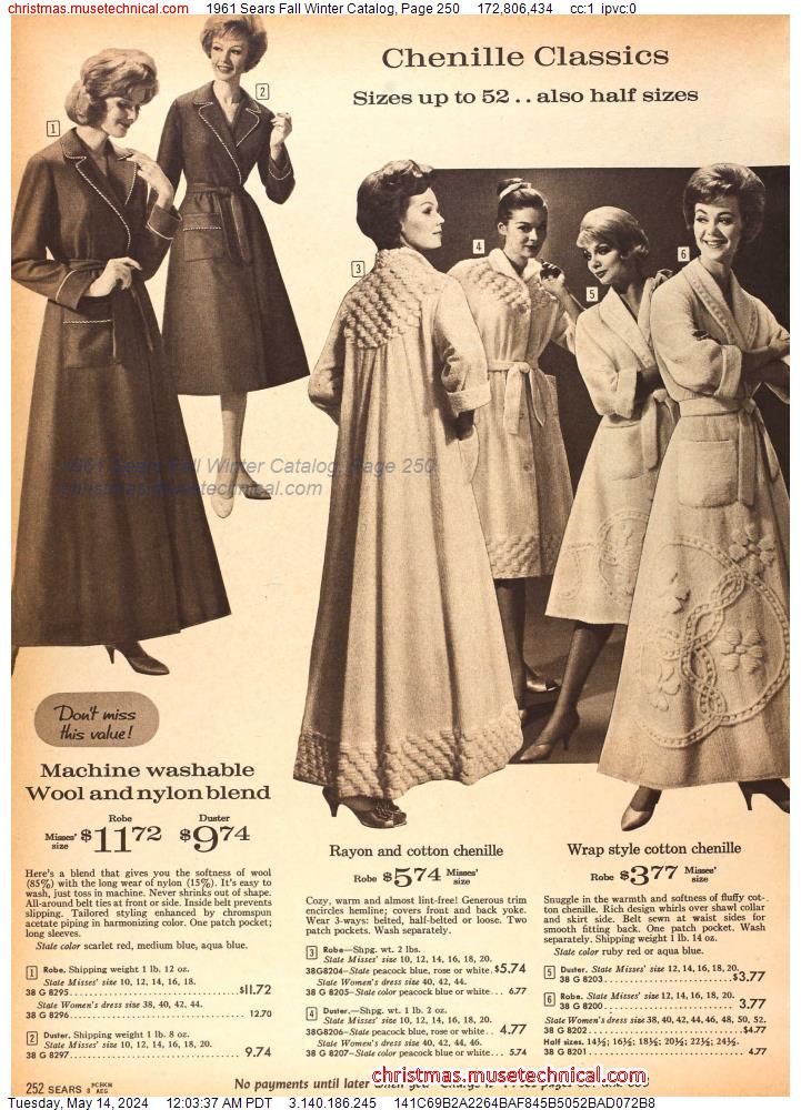 1961 Sears Fall Winter Catalog, Page 250
