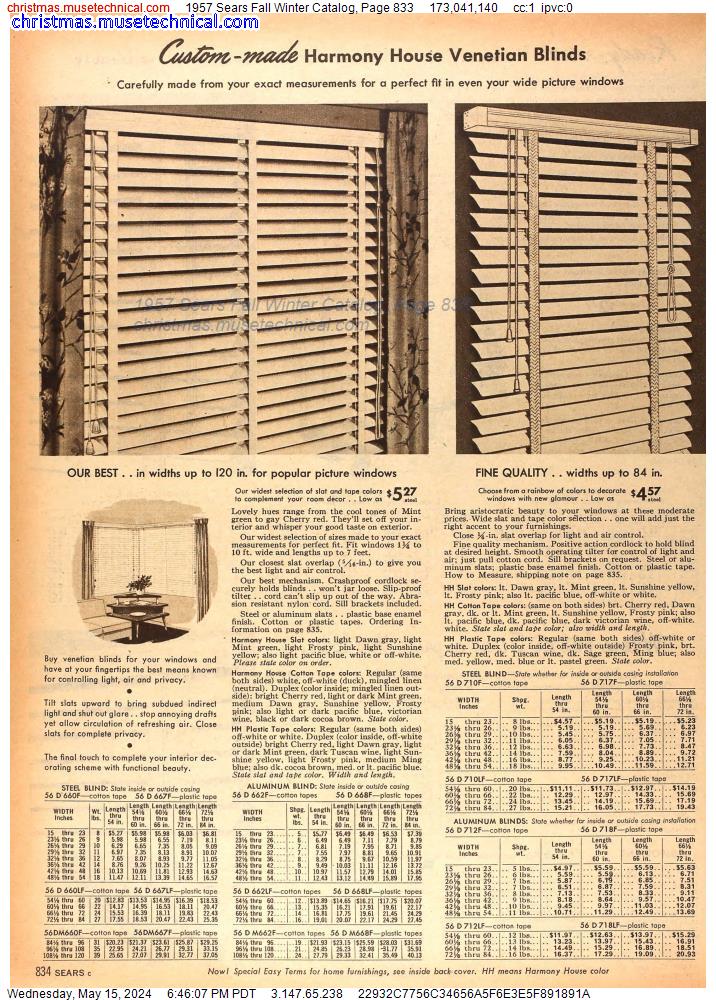 1957 Sears Fall Winter Catalog, Page 833