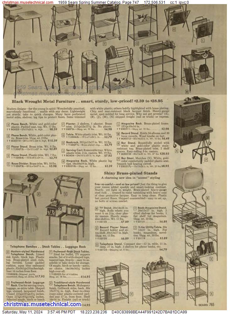 1959 Sears Spring Summer Catalog, Page 747