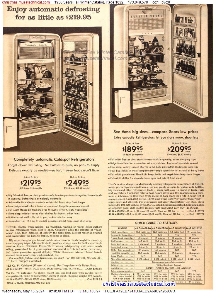 1956 Sears Fall Winter Catalog, Page 1032
