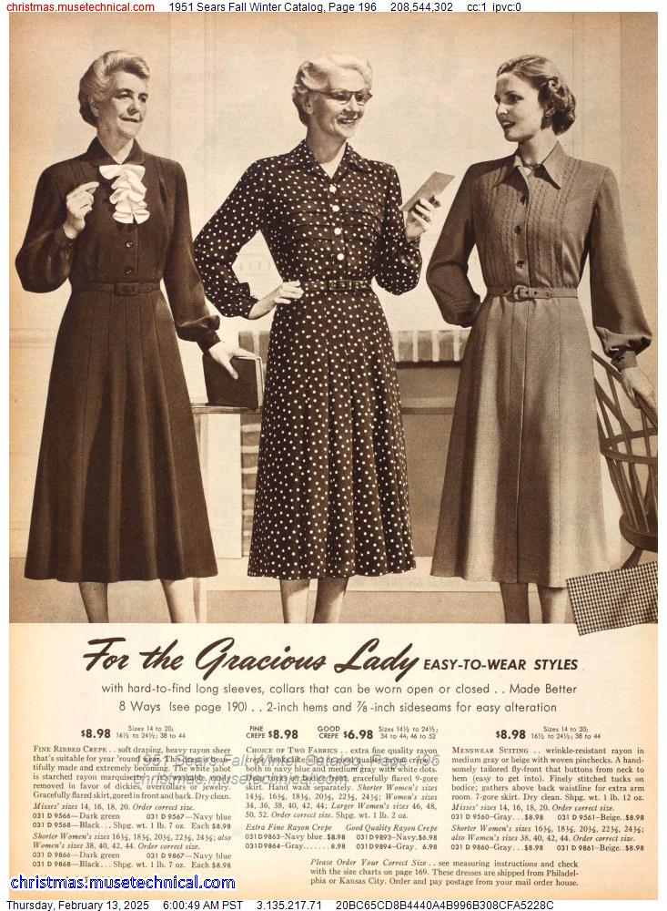 1951 Sears Fall Winter Catalog, Page 196