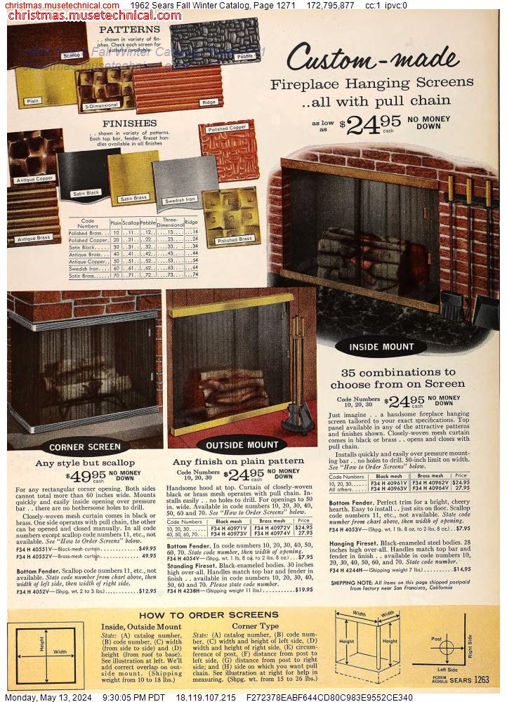 1962 Sears Fall Winter Catalog, Page 1271