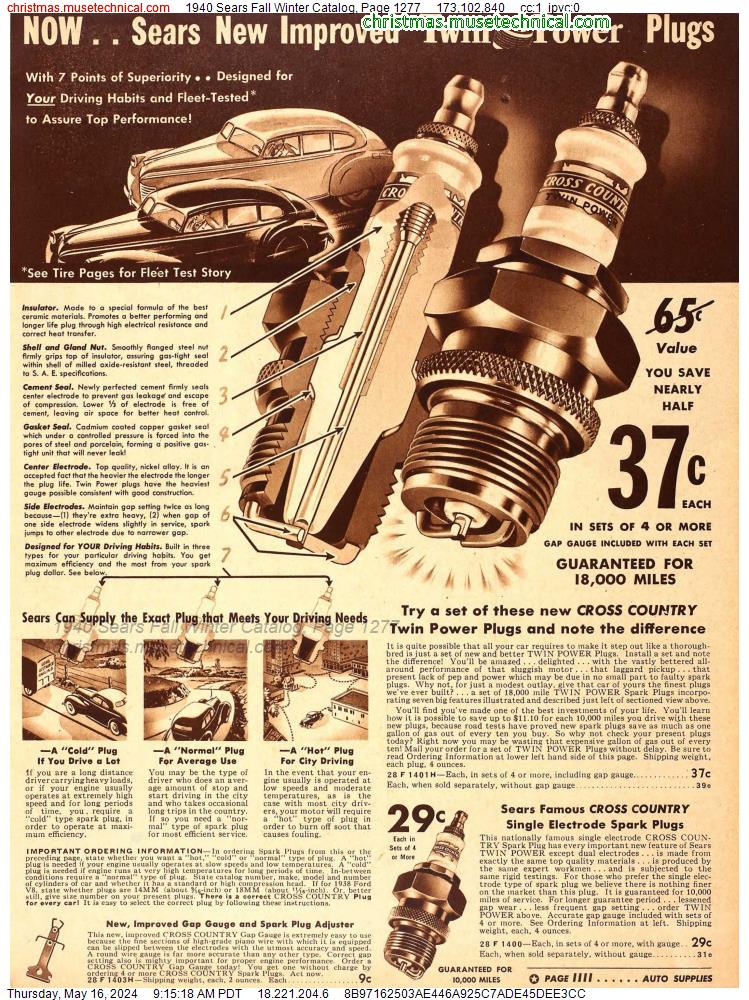 1940 Sears Fall Winter Catalog, Page 1277
