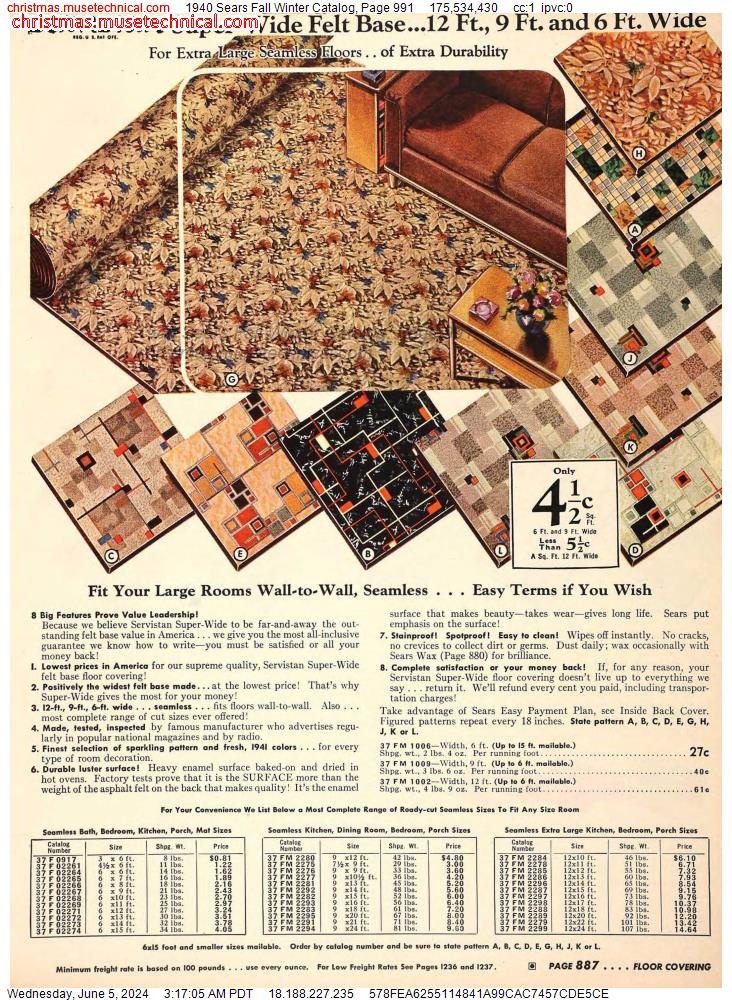 1940 Sears Fall Winter Catalog, Page 991