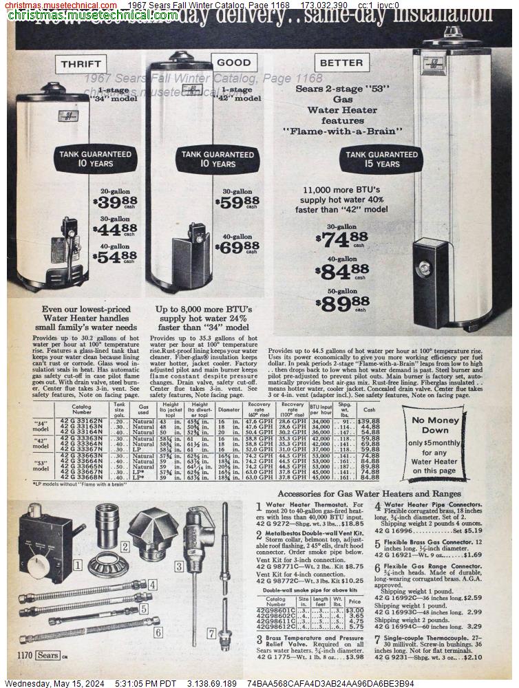 1967 Sears Fall Winter Catalog, Page 1168