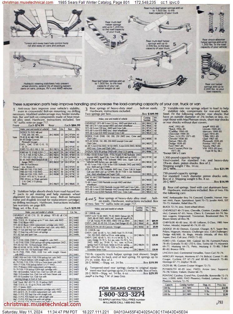 1985 Sears Fall Winter Catalog, Page 801