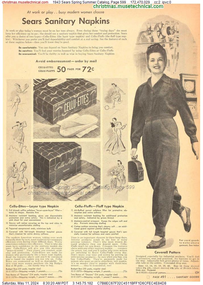 1943 Sears Spring Summer Catalog, Page 599