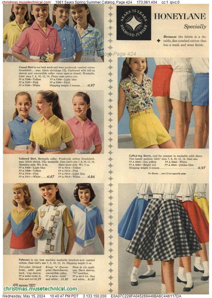 1961 Sears Spring Summer Catalog, Page 424
