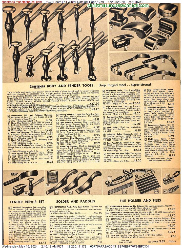 1949 Sears Fall Winter Catalog, Page 1259